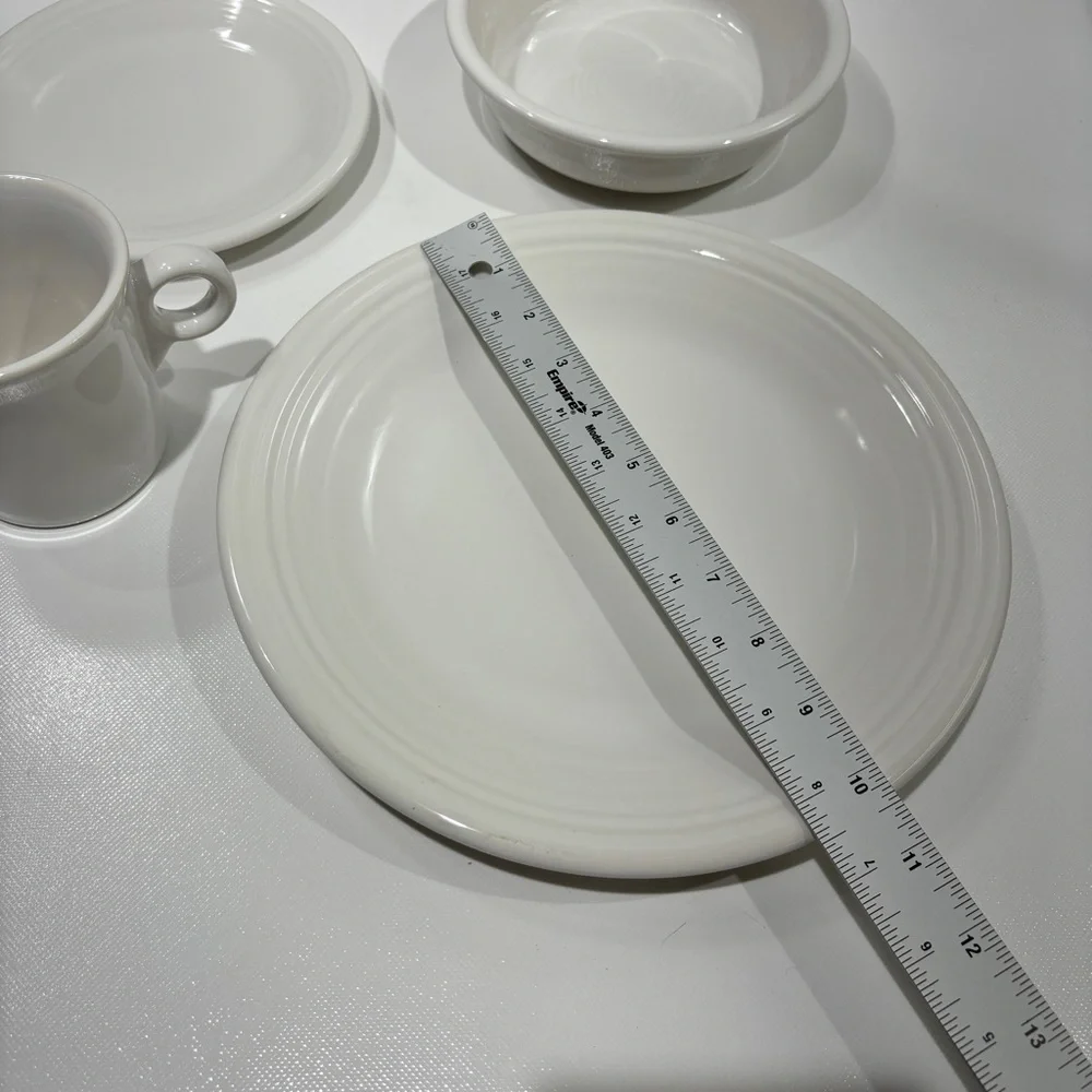Fiesta Ware White Place Table Setting Coffee Mug Bowl Plate Dinner NWB